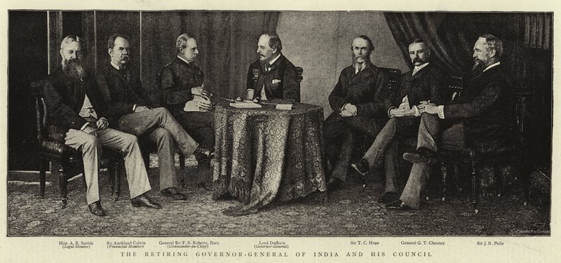 Indiens avgående generalguvernör och hans råd av English Photographer
