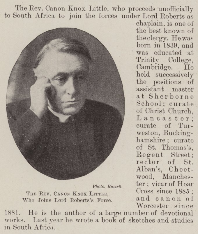 Reverend Canon Knox Little, som går med i Lord Robertss Force av English Photographer