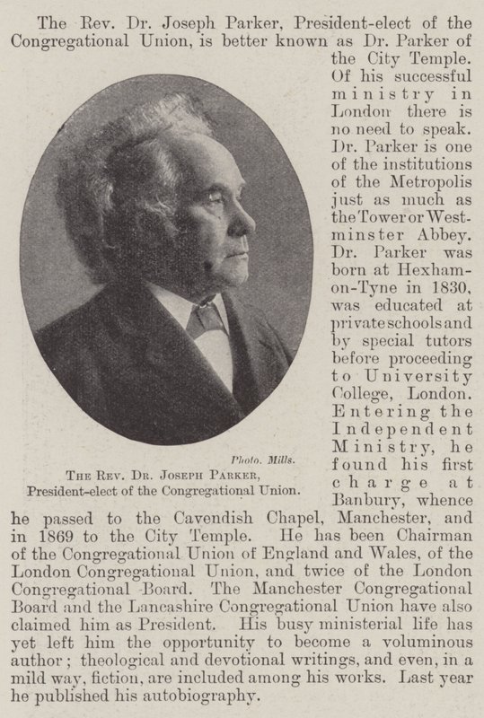Pastor Dr Joseph Parker, tillträdande president för Congregational Union av English Photographer