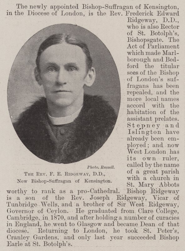 Reverend F E Ridgeway, DD, New Bishop-Suffragan of Kensington av English Photographer