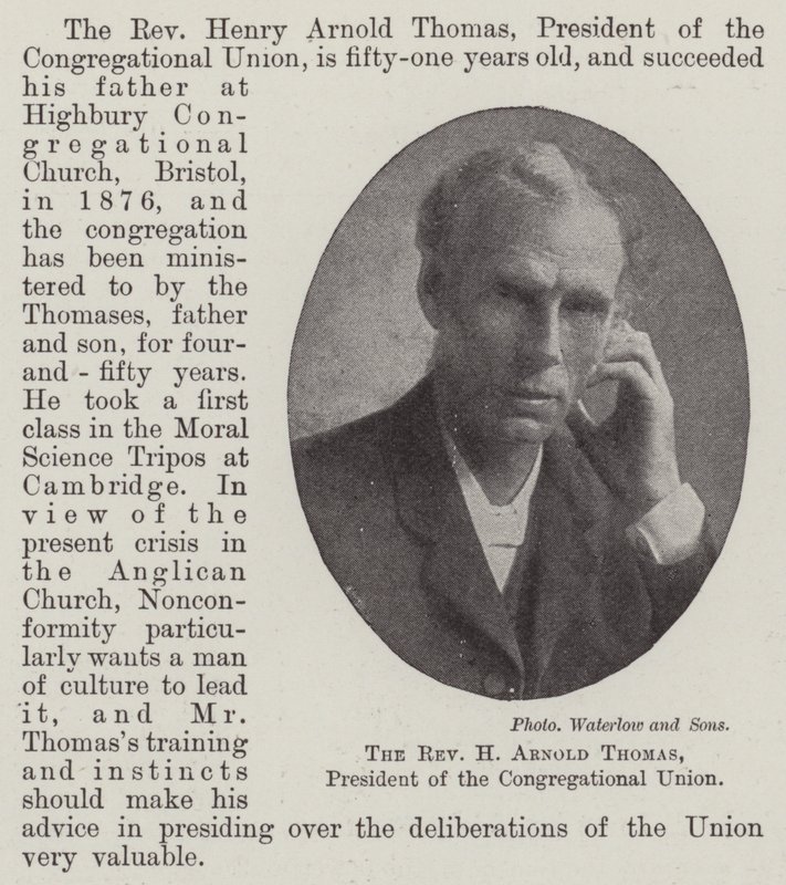 Pastor H Arnold Thomas, ordförande för Congregational Union av English Photographer