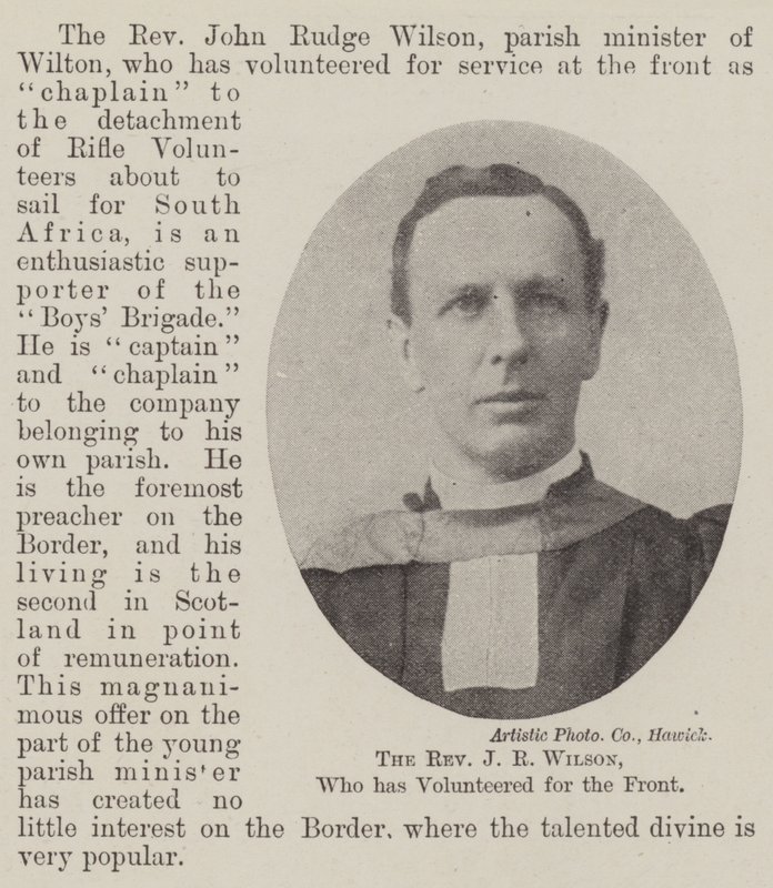Pastor J R Wilson, som har anmält sig frivilligt för fronten av English Photographer