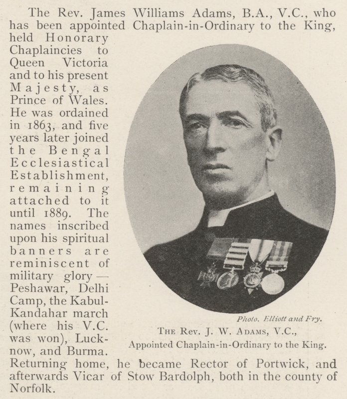 Pastor J W Adams, VC, utnämnde ordinarie kaplan till kungen av English Photographer