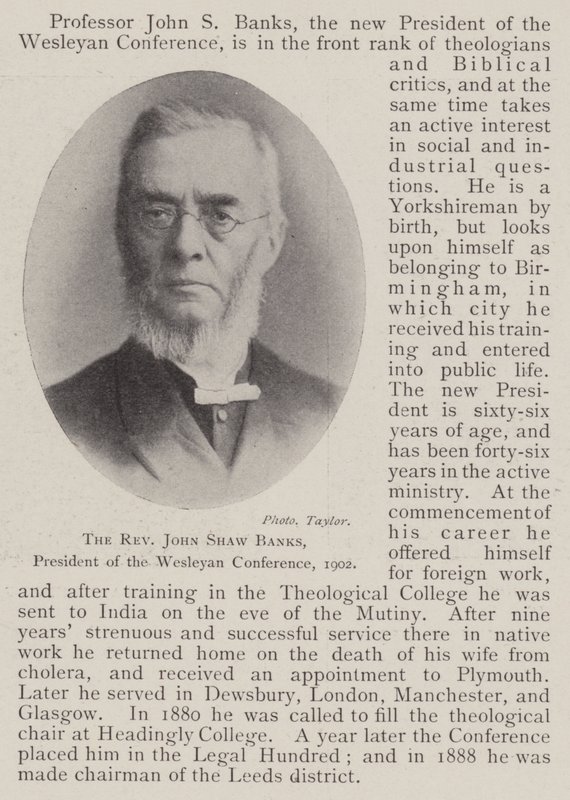 Pastor John Shaw Banks, president för Wesleyan Conference, 1902 av English Photographer