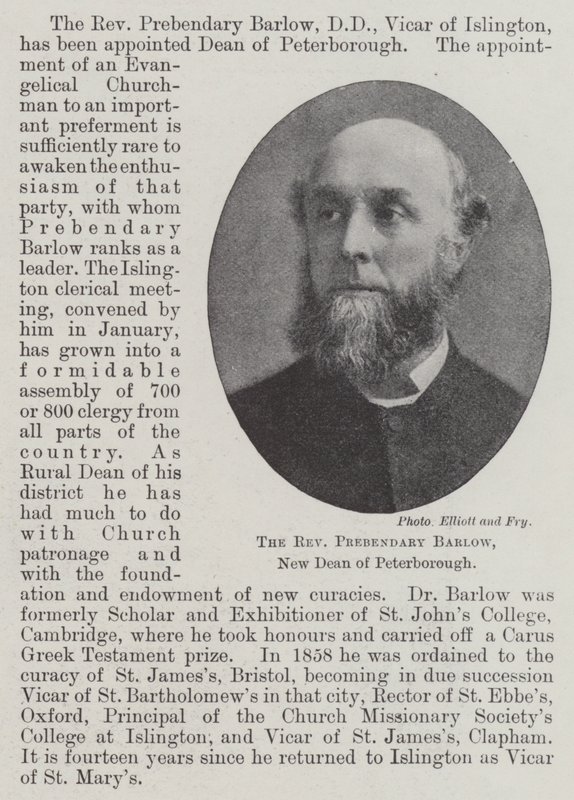 Reverend Prebendary Barlow, ny dekanus i Peterborough av English Photographer