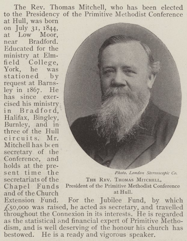 Pastor Thomas Mitchell, ordförande för Primitive Methodist Conference i Hull av English Photographer