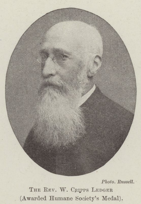 Reverend W Cripps Ledger, tilldelad Humane Societys Medal av English Photographer