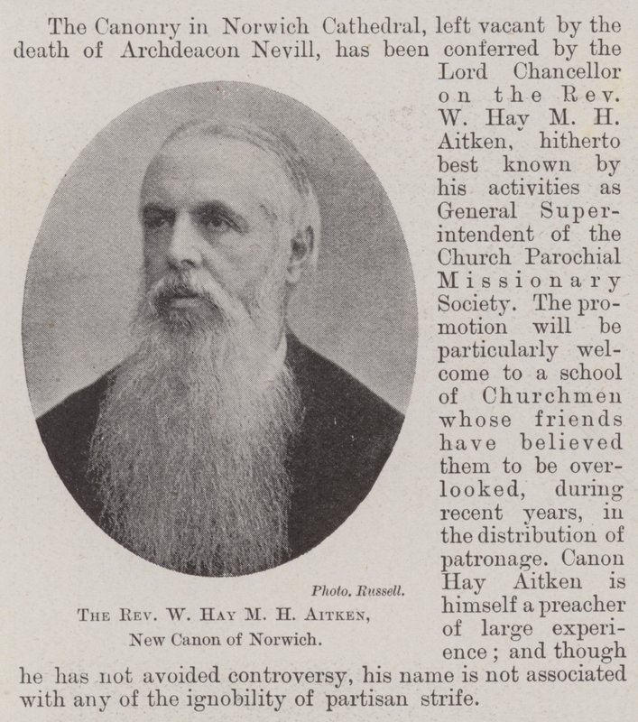 Pastor W Hay M H Aitken, ny kanon från Norwich av English Photographer