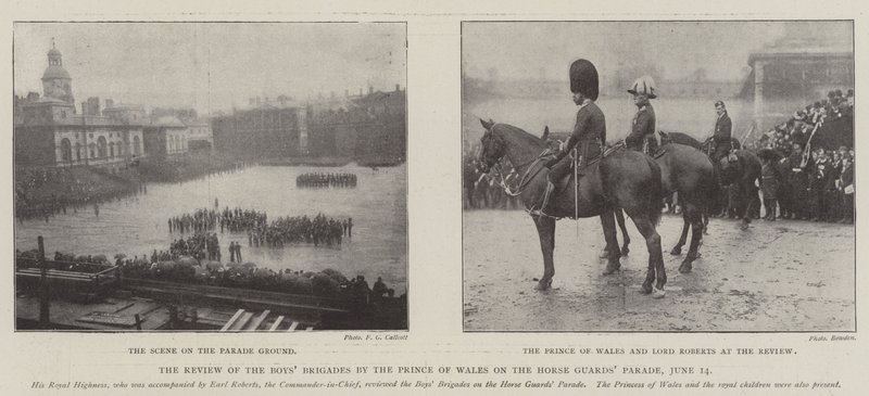 The Review of the Boys Brigades av Prince of Wales på Horse Guards Parade, 14 juni av English Photographer