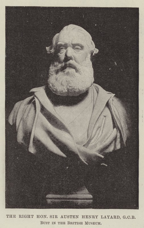 Rätten ärade Sir Austen Henry Layard, GCB, byst i British Museum av English Photographer