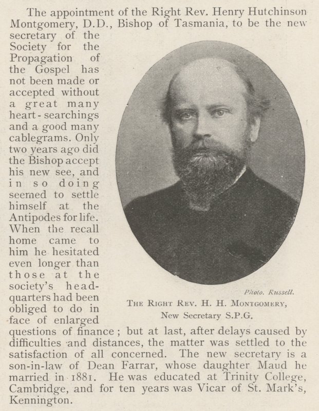 Den högra pastor H H Montgomery, ny sekreterare SPG av English Photographer