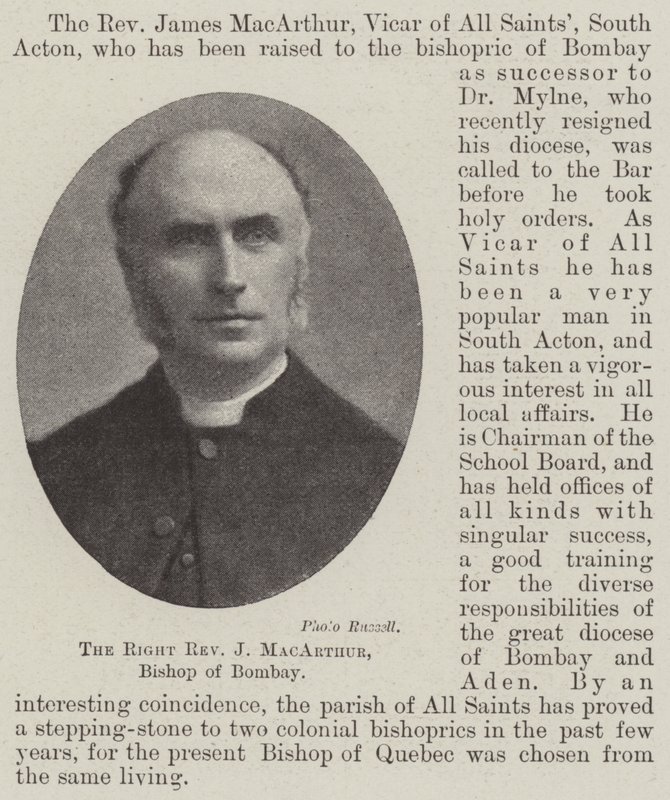 Den högra pastor J MacArthur, biskop av Bombay av English Photographer