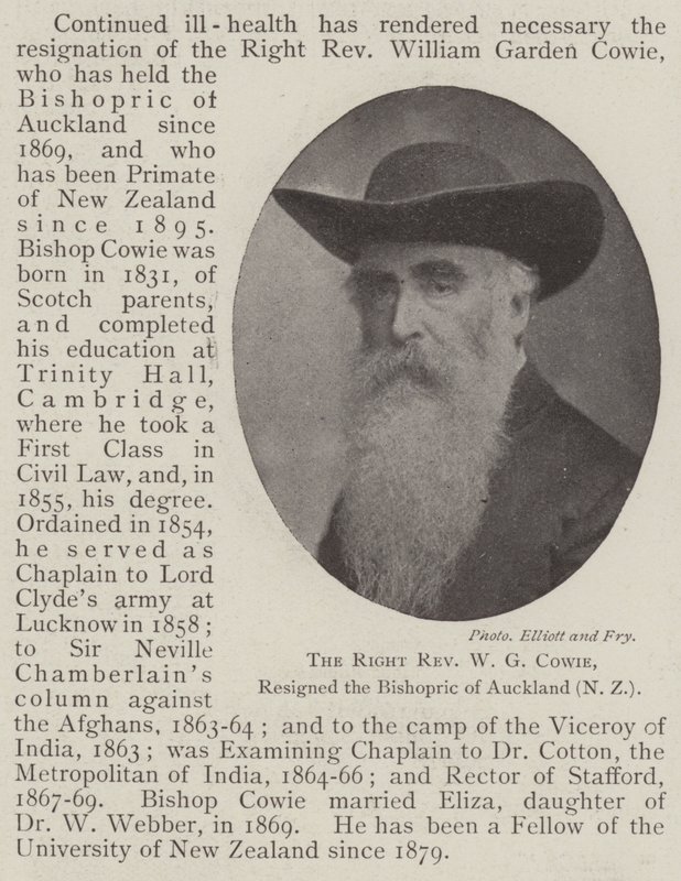 Den högra pastor W G Cowie, avgick från biskopsrådet i Auckland (Nya Zeeland) av English Photographer