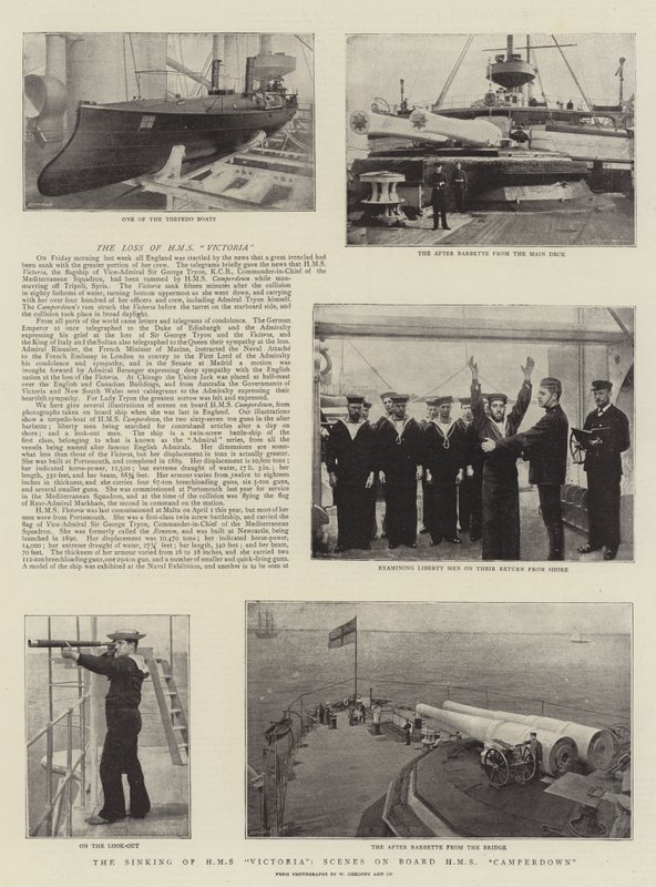 Sjunkandet av HMS Victoria, scener ombord på HMS Camperdown av English Photographer