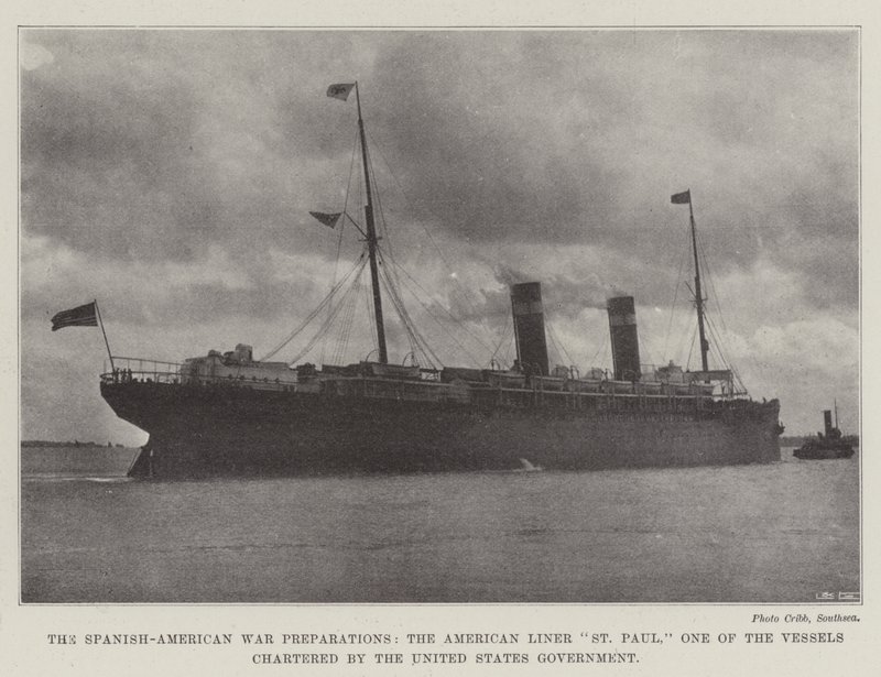 De spansk-amerikanska krigsförberedelserna, American Liner St Paul, ett av fartygen chartrade av USA:s regering av English Photographer