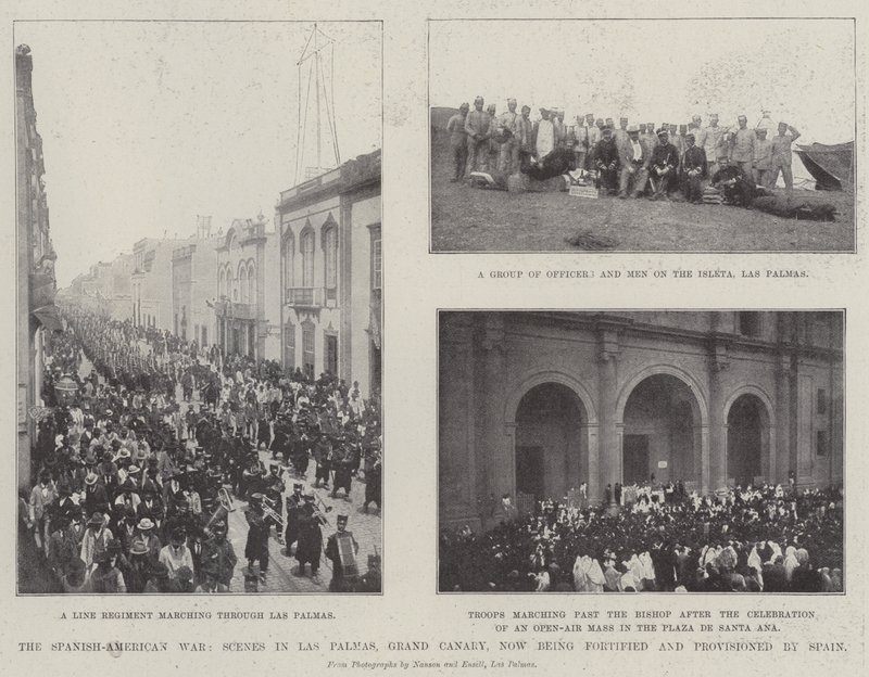 Det spansk-amerikanska kriget, scener i Las Palmas, Grand Canary, som nu befästs och försörjs av Spanien av English Photographer