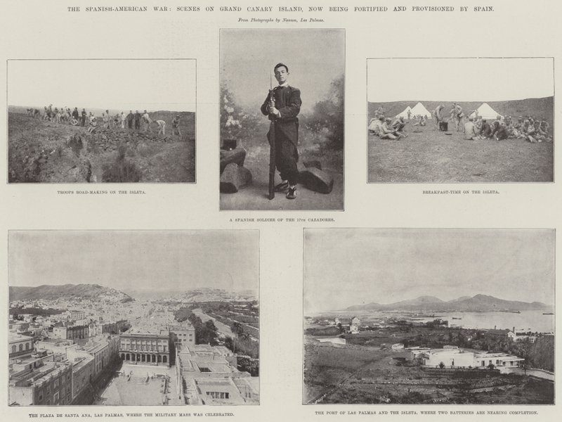 Det spansk-amerikanska kriget, scener på Grand Canary Island, som nu befästs och försörjs av Spanien av English Photographer