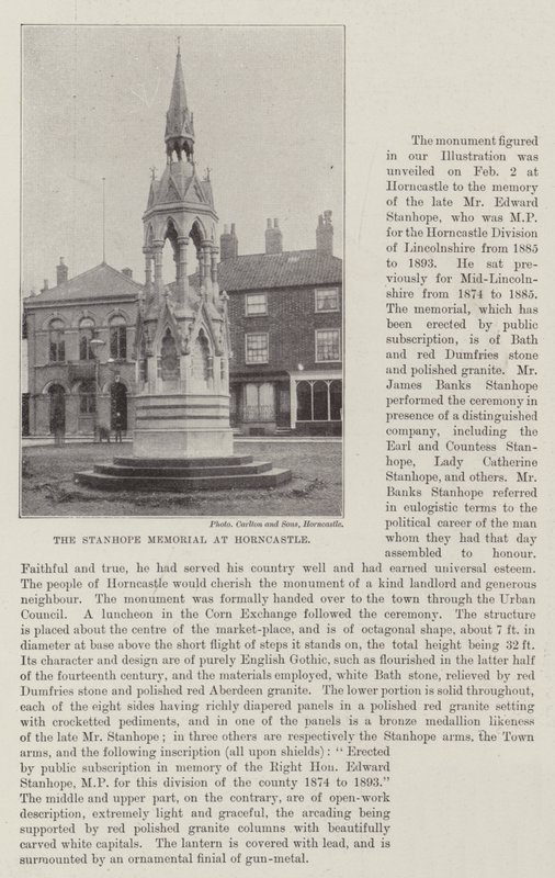 Stanhope Memorial vid Horncastle av English Photographer