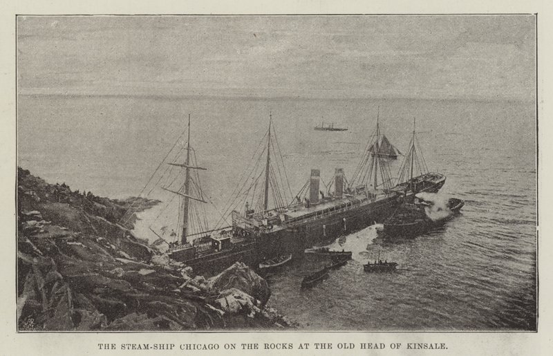 Steam-Ship Chicago on the Rocks vid Old Head of Kinsale av English Photographer