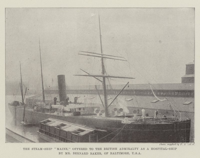 Steam-Ship Maine, erbjöd det brittiska amiralitetet som ett sjukhus-fartyg av Mr Bernard Baker, från Baltimore, USA av English Photographer