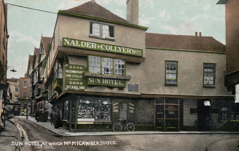 The Sun Hotel, Canterbury, Kent, där den fiktiva karaktären Mr Micawber bodde i Charles Dickens roman David Copperfield (foto) av English Photographer