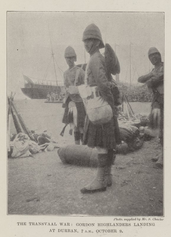 Transvaalkriget, Gordon Highlanders landar vid Durban, 07.00, 9 oktober av English Photographer