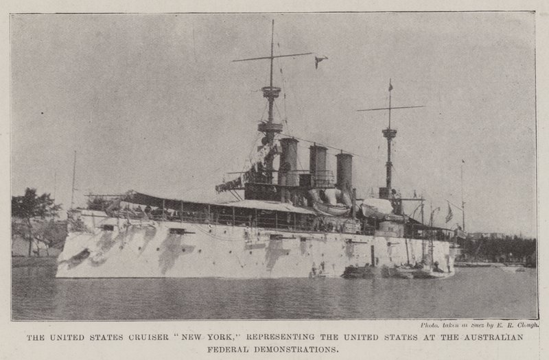United States Cruiser New York, som representerar USA vid de australiensiska federala demonstrationerna av English Photographer