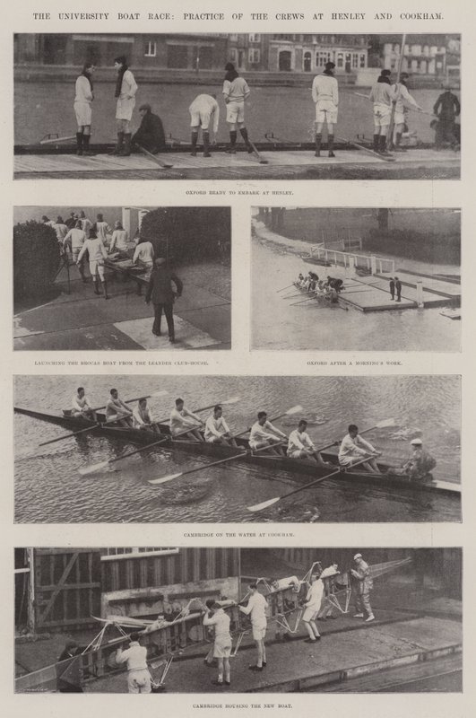 University Boat Race, övning av besättningarna i Henley och Cookham av English Photographer