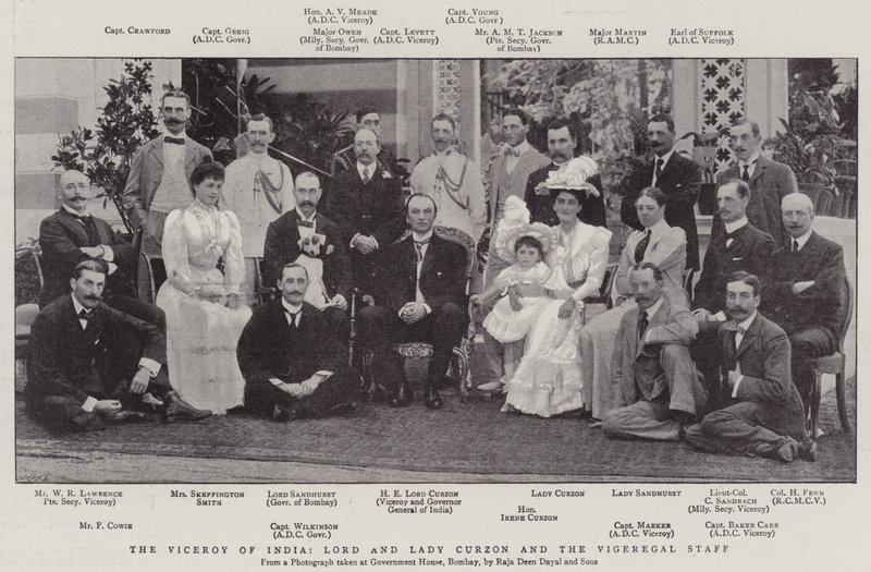 Indiens vicekung, Lord och Lady Curzon och Vigeregal-staben av English Photographer
