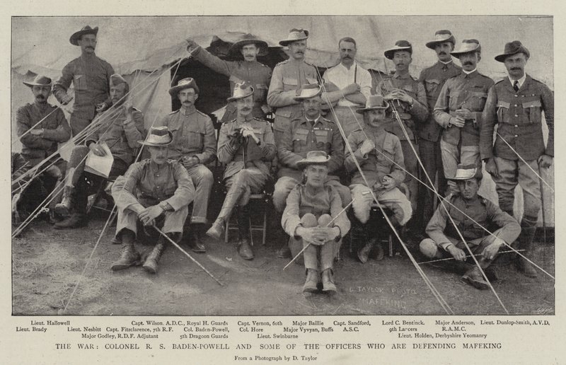 Kriget, överste RS Baden-Powell och några av officerarna som försvarar Mafeking av English Photographer