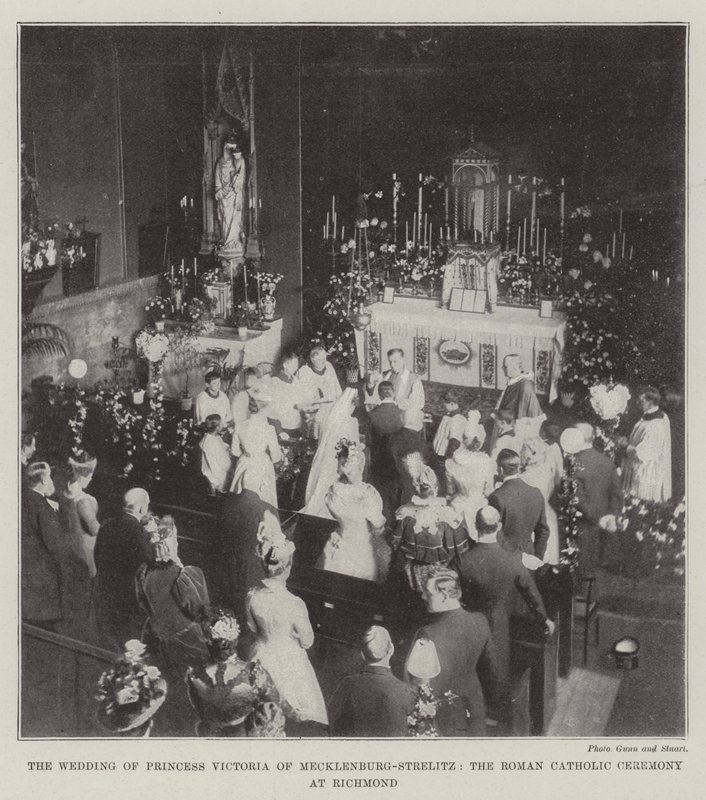 Prinsessan Victorias bröllop av Mecklenburg-Strelitz, den romersk-katolska ceremonin i Richmond av English Photographer