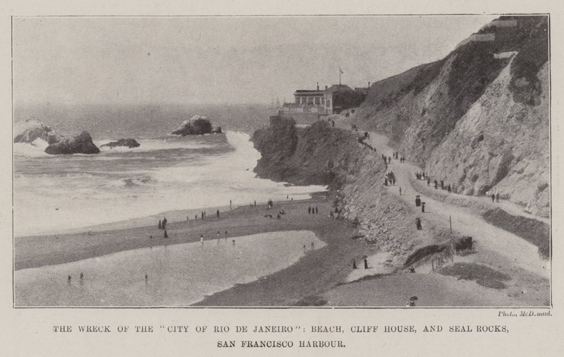 Vraket av staden Rio de Janeiro, stranden, Cliff House och Seal Rocks, San Franciscos hamn av English Photographer