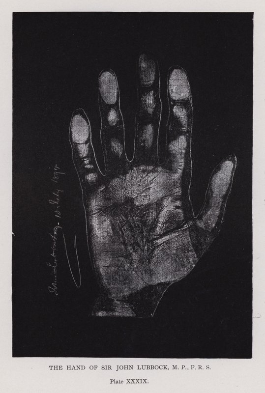 Sir John Lubbocks hand (s/v foto) av English Photographer