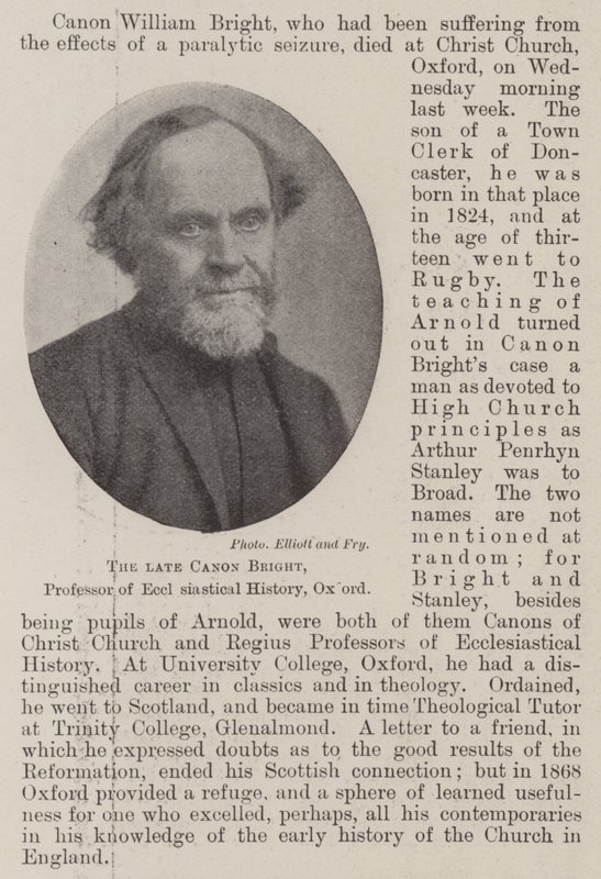 Den framlidne Canon Bright, professor i kyrkohistoria, Oxford av English Photographer