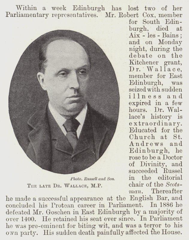 Den framlidne Dr Wallace, MP av English Photographer