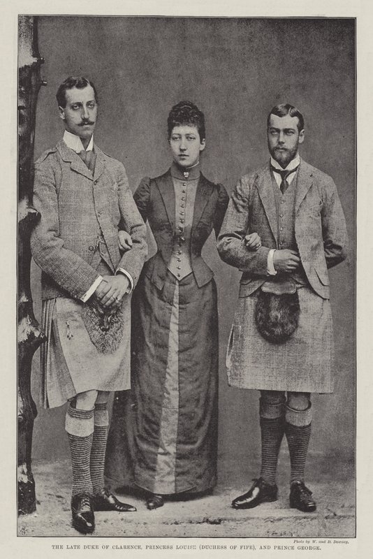 Den bortgångne hertigen av Clarence, prinsessan Louise (hertiginnan av Fife) och prins George av English Photographer