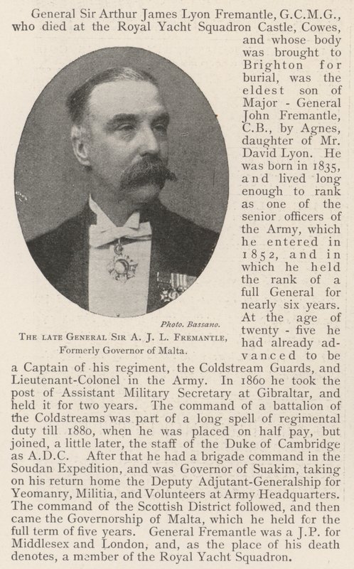 Den avlidne general Sir A J L Fremantle, tidigare guvernör på Malta av English Photographer