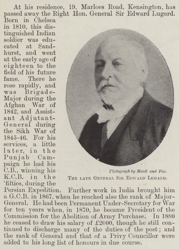 Den avlidne general Sir Edward Lugard av English Photographer