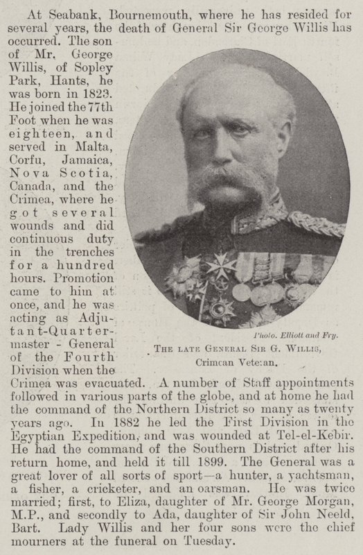 Den bortgångne generalen Sir G Willis, Krimveteran av English Photographer