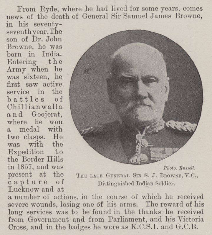 Den bortgångne generalen Sir S J Browne, VC, Distinguished Indian Soldier av English Photographer