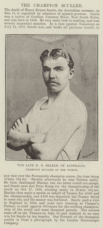 Den bortgångne H E Searle, från Australien, Champion Sculler of the World av English Photographer