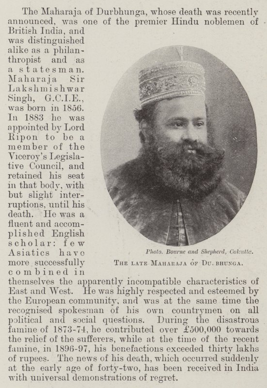 Den sena maharadjan av Durbhunga av English Photographer