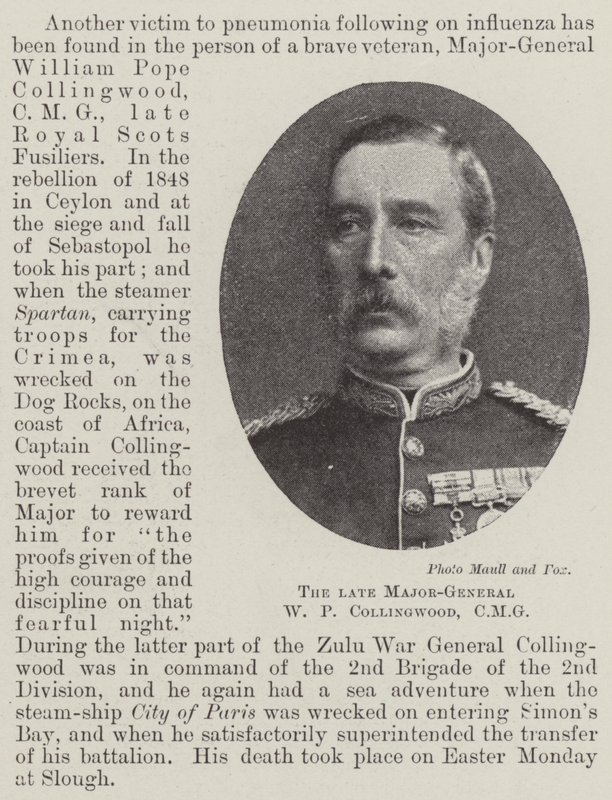 Den bortgångne generalmajoren W P Collingwood, CMG av English Photographer