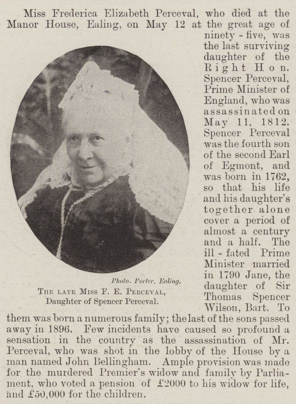 Den bortgångne fröken F E Perceval, dotter till Spencer Perceval av English Photographer