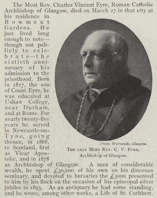 Den avlidne högste C V Eyre, ärkebiskop av Glasgow av English Photographer