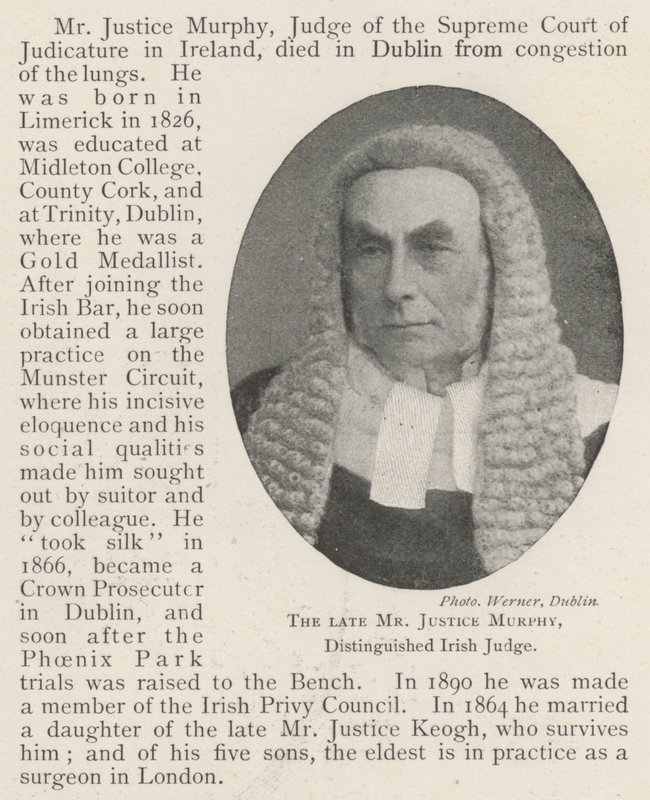 Den framlidne Mr Justice Murphy, framstående irländsk domare av English Photographer