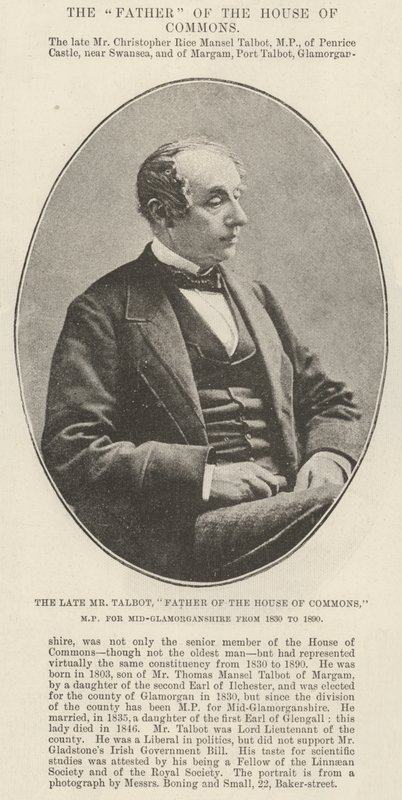 Den framlidne Mr Talbot, Fader till underhuset, MP för Mid-Glamorganshire från 1830 till 1890 av English Photographer