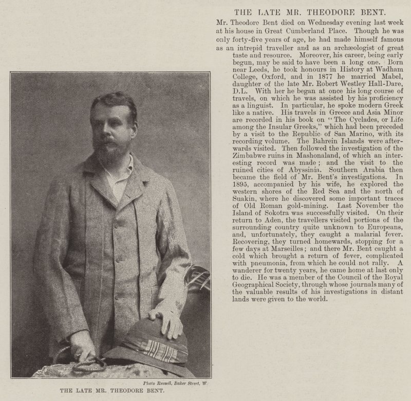 Den bortgångne herr Theodore Bent av English Photographer