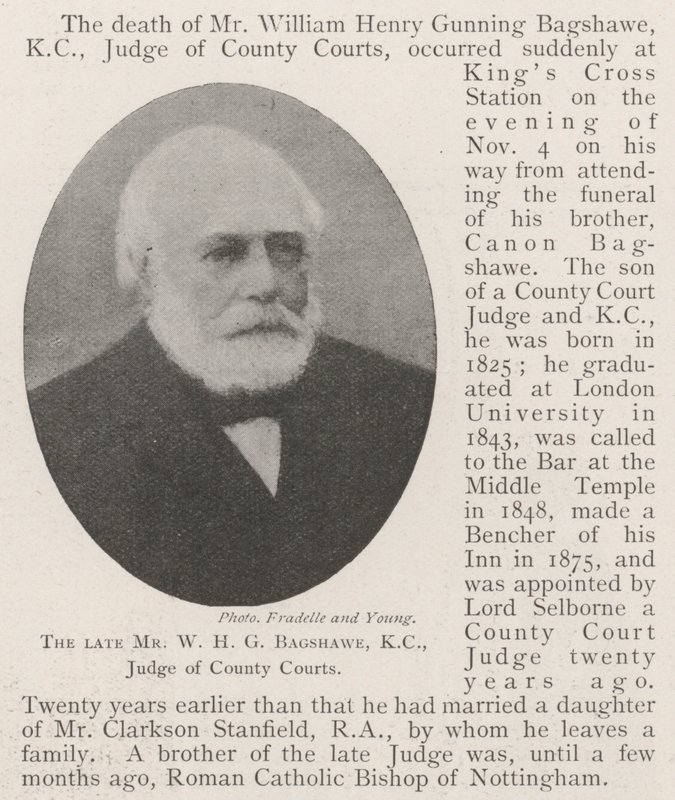 Den framlidne Mr W H G Bagshawe, KC, domare i County Courts av English Photographer