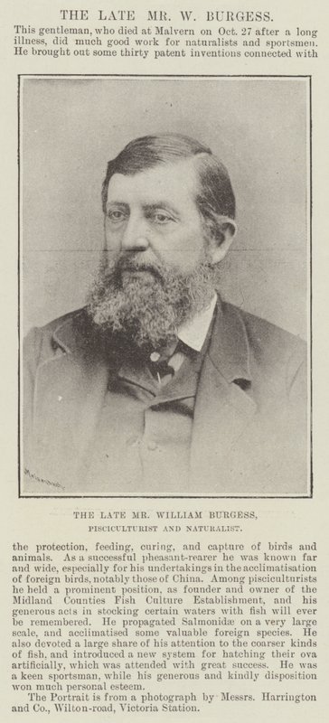 Den bortgångne herr William Burgess, fiskodlare och naturforskare av English Photographer